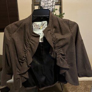 Tabitha Wool-Blend Ruffle Open Jacket – Size 4